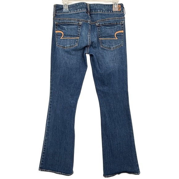 American Eagle Artist Flare Womens Jeans Dark Wash Blue Low Rise Denim Size 6 - Picture 4 of 5